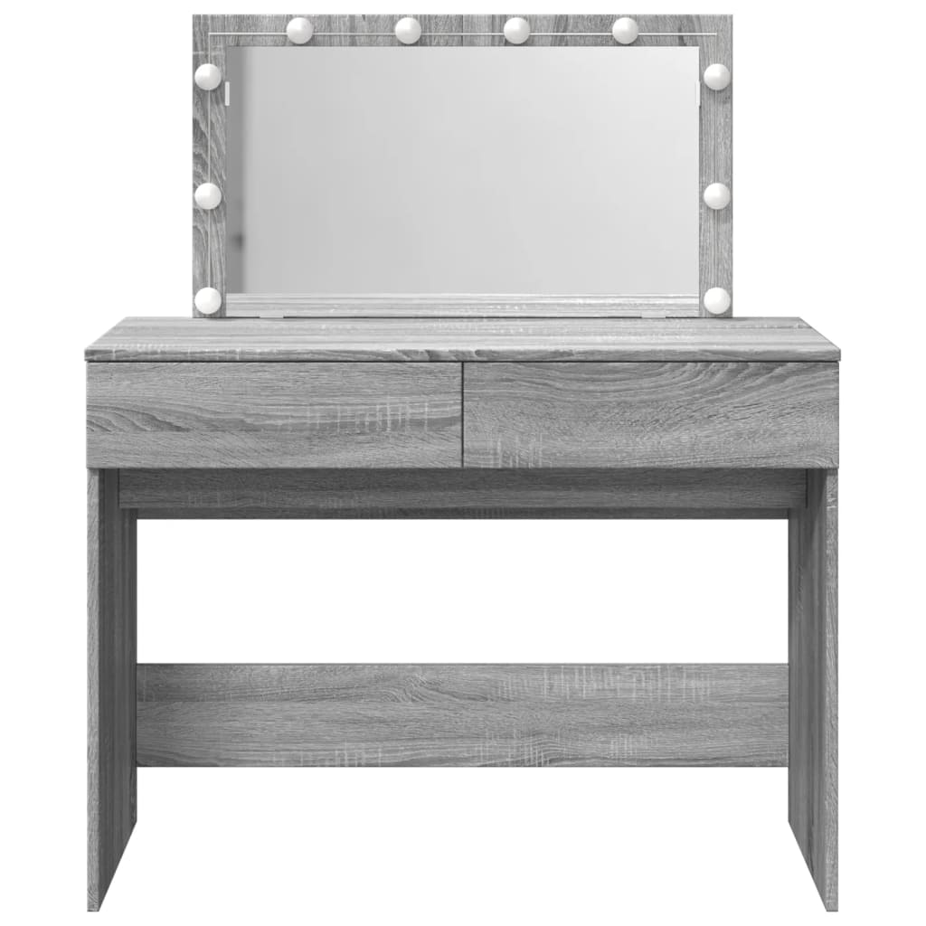 vidaXL Masă de toaletă cu LED, sonoma gri, 100x40x120 cm vidaXL Masă de toaletă cu LED, sonoma gri, 100x40x120 cm