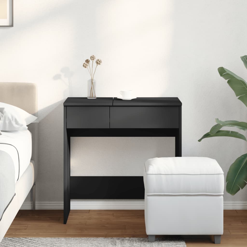 vidaXL Masă de toaletă cu oglindă, negru, 73x46,5x120 cm