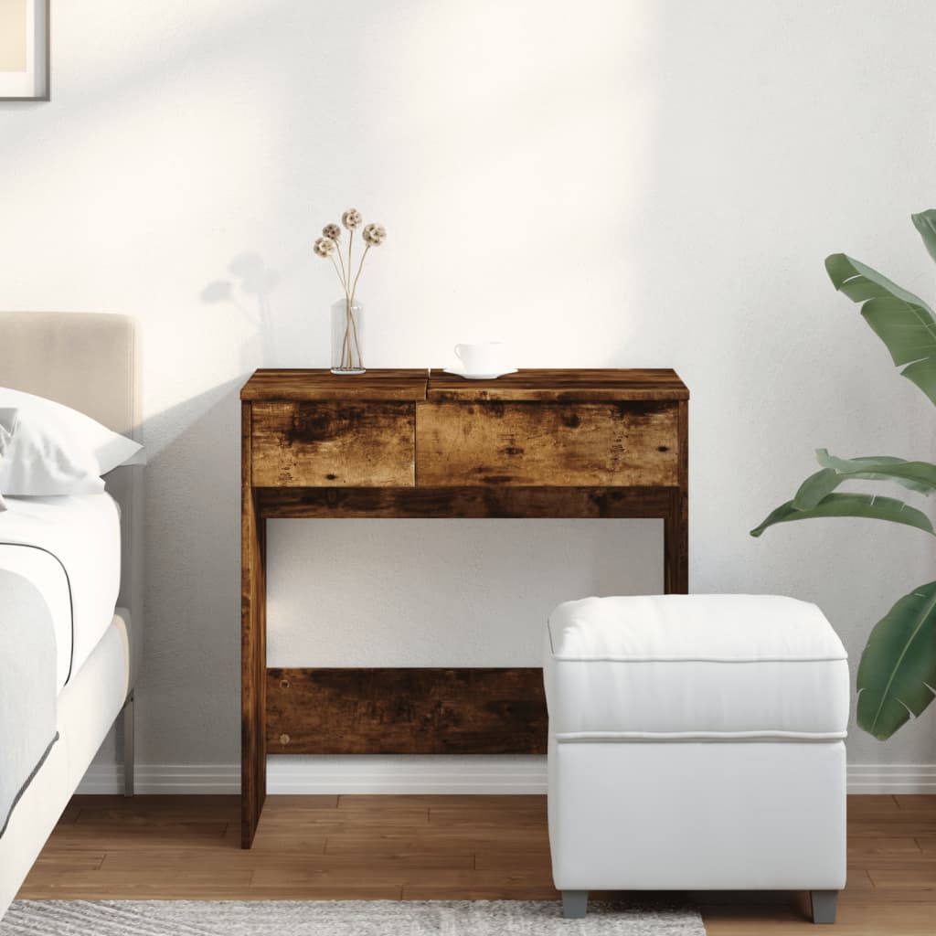 vidaXL Masă de toaletă cu oglindă, stejar fumuriu, 73x46,5x120 cm