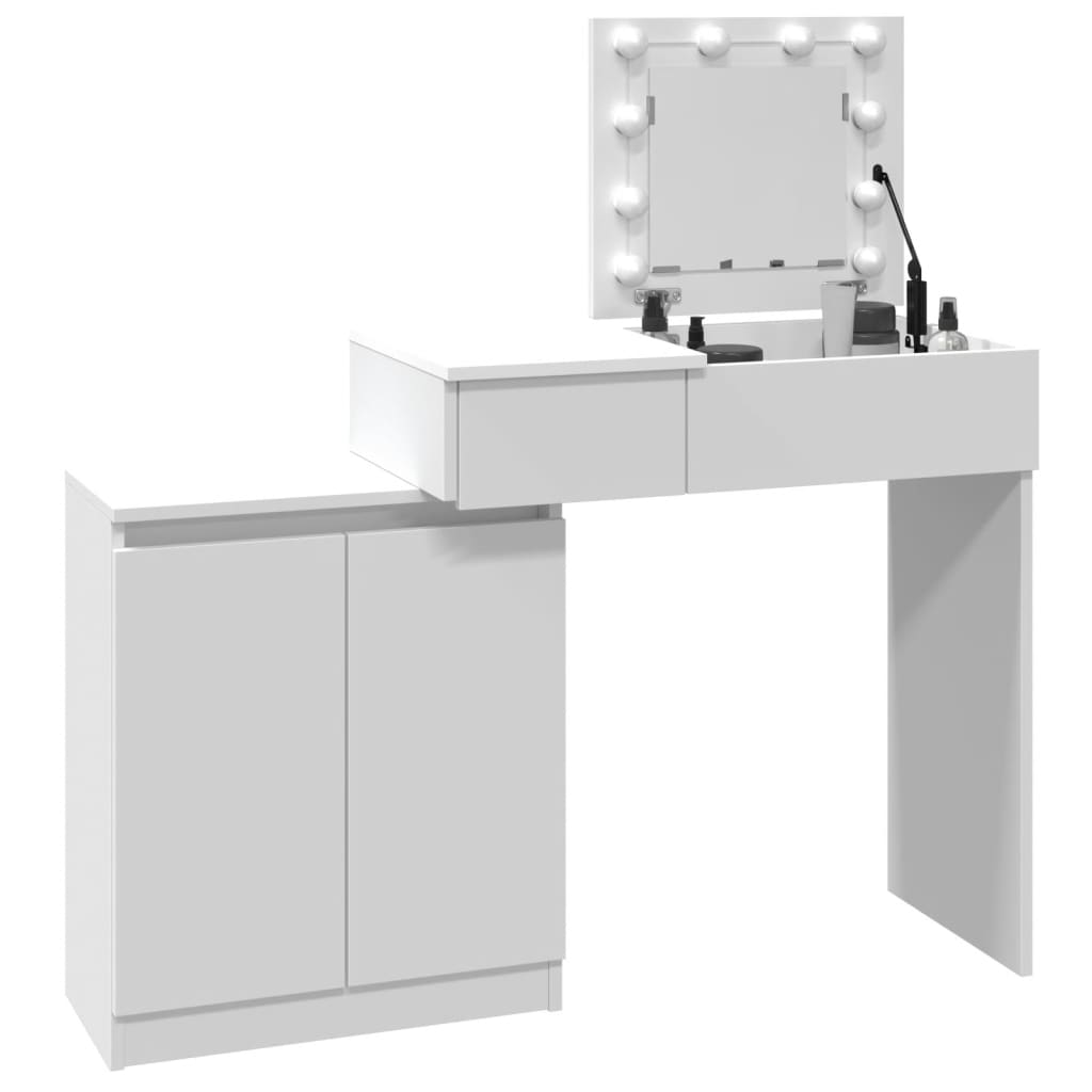 vidaXL Masă de toaletă cu LED, alb, 115x37x110,5 cm vidaXL Masă de toaletă cu LED, alb, 115x37x110,5 cm