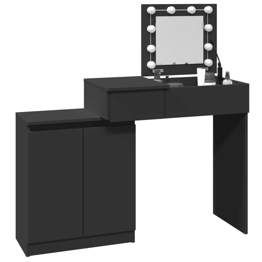 vidaXL Masă de toaletă cu LED, negru, 115x37x110,5 cm vidaXL Masă de toaletă cu LED, negru, 115x37x110,5 cm