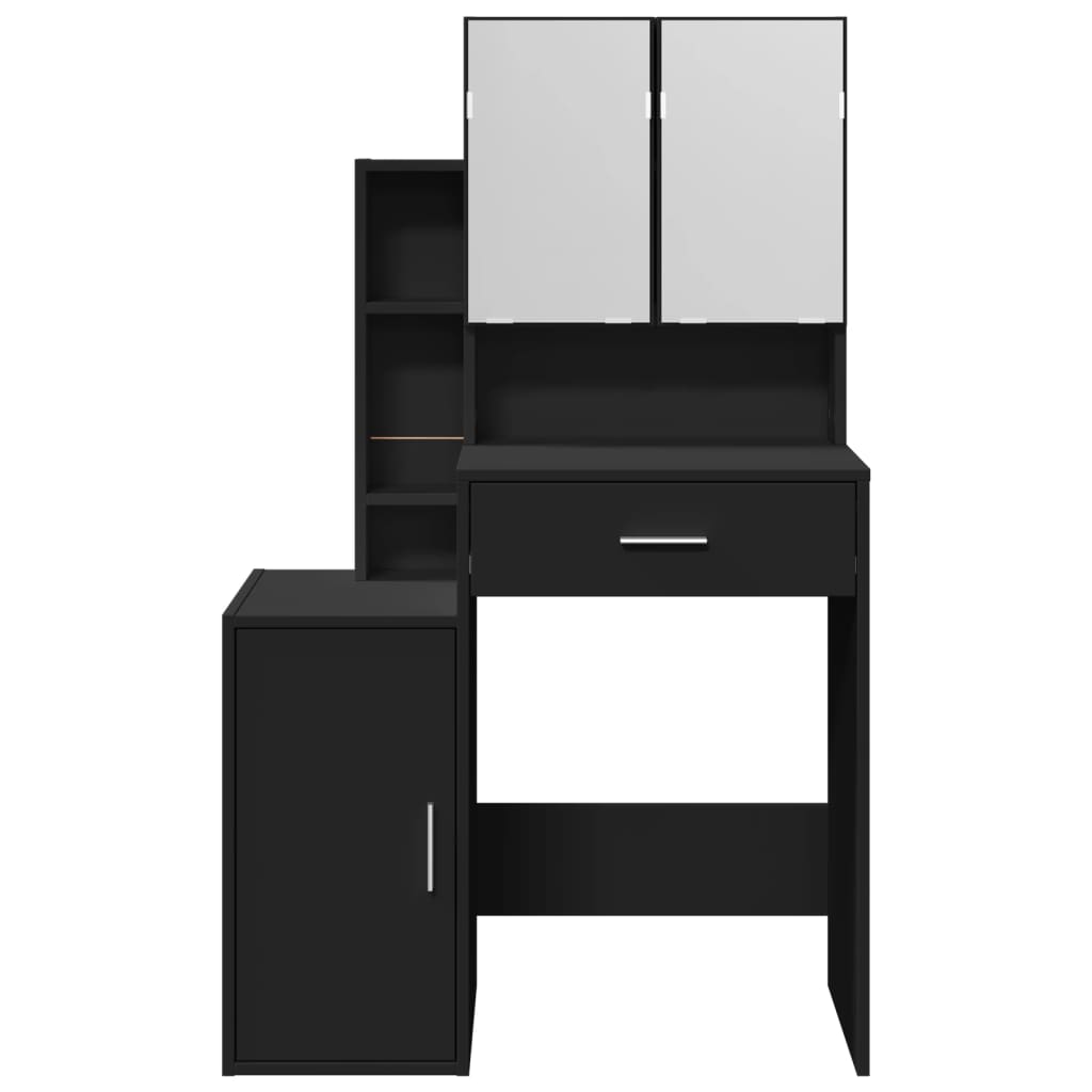 vidaXL Masă de toaletă cu dulap, negru, 80x35x132 cm