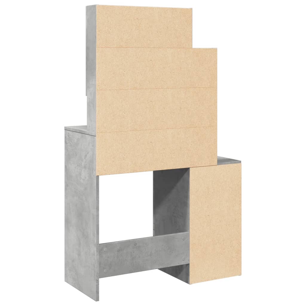 vidaXL Masă de toaletă cu dulap, gri beton, 80x35x132 cm vidaXL Masă de toaletă cu dulap, gri beton, 80x35x132 cm