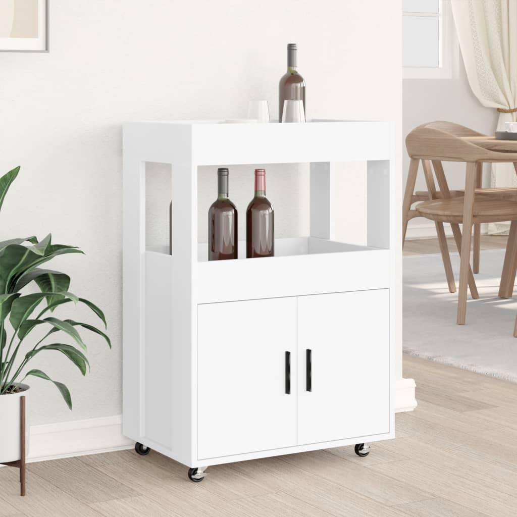 vidaXL Cărucior de bar, alb, 60x39,5x89 cm, lemn prelucrat vidaXL Cărucior de bar, alb, 60x39,5x89 cm, lemn prelucrat