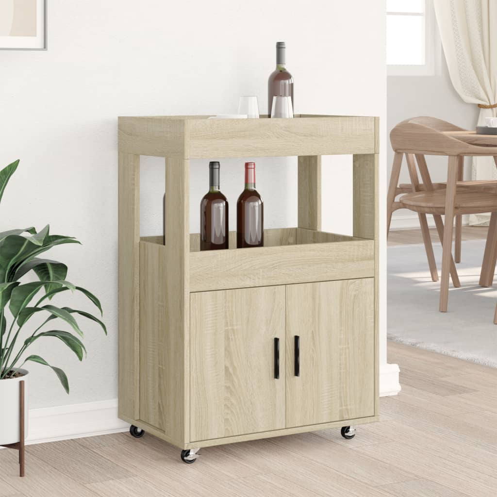 vidaXL Cărucior de bar, stejar sonoma, 60x39,5x89 cm, lemn prelucrat vidaXL Cărucior de bar, stejar sonoma, 60x39,5x89 cm, lemn prelucrat