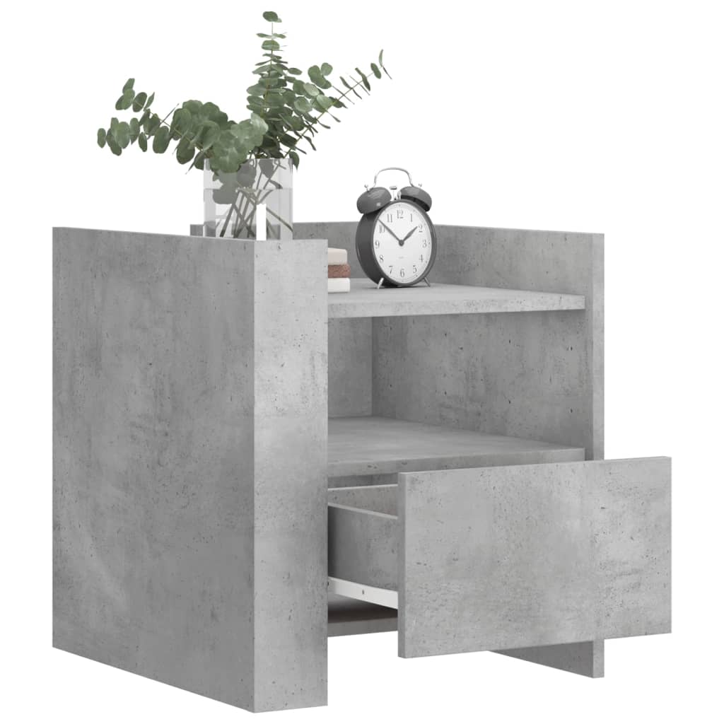 vidaXL Noptieră, gri beton, 45x50x50 cm, lemn prelucrat