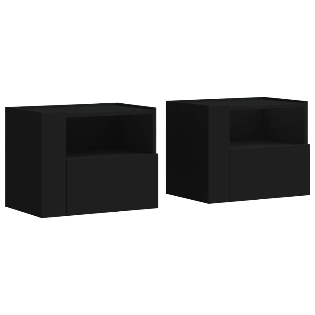 vidaXL Noptiere de perete, 2 buc., negru, 45x30x35 cm