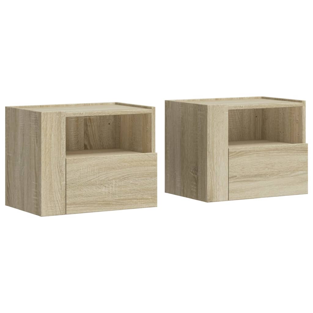 vidaXL Noptiere de perete, 2 buc., stejar sonoma, 45x30x35 cm