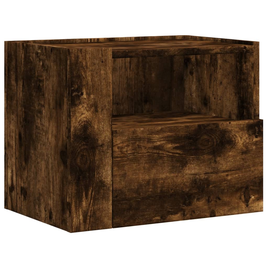vidaXL Noptiere de perete, 2 buc., stejar fumuriu, 45x30x35 cm