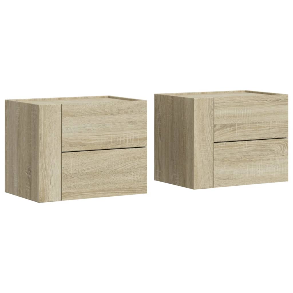 vidaXL Noptiere de perete, 2 buc., stejar sonoma, 45x30x35 cm