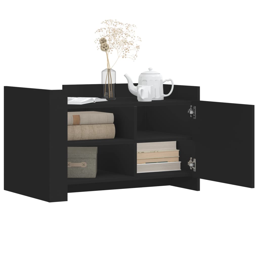 vidaXL Măsuță de cafea, negru, 80x50x50 cm, lemn prelucrat vidaXL Măsuță de cafea, negru, 80x50x50 cm, lemn prelucrat