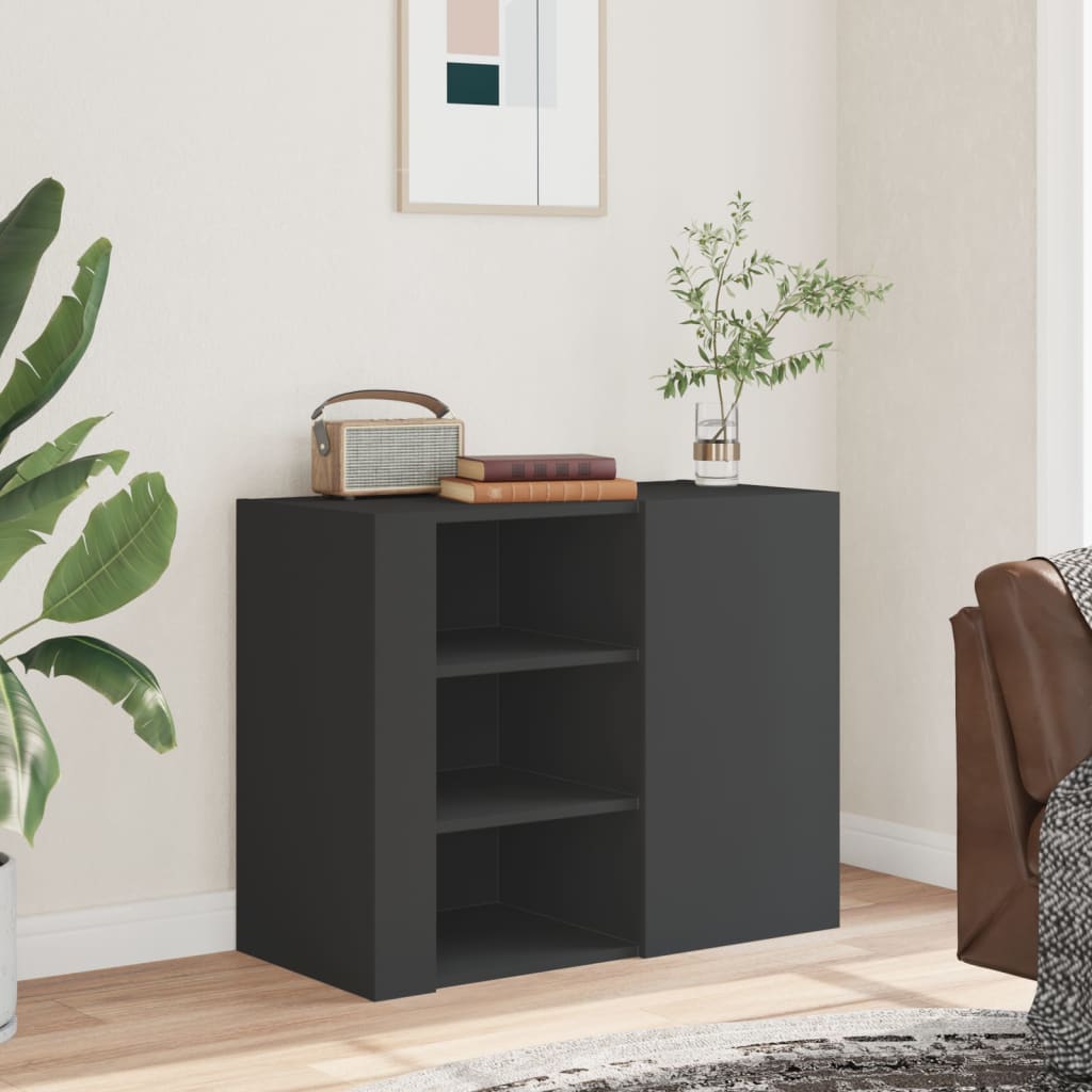 vidaXL Dulap de perete, negru, 75x35x60 cm, lemn prelucrat vidaXL Dulap de perete, negru, 75x35x60 cm, lemn prelucrat