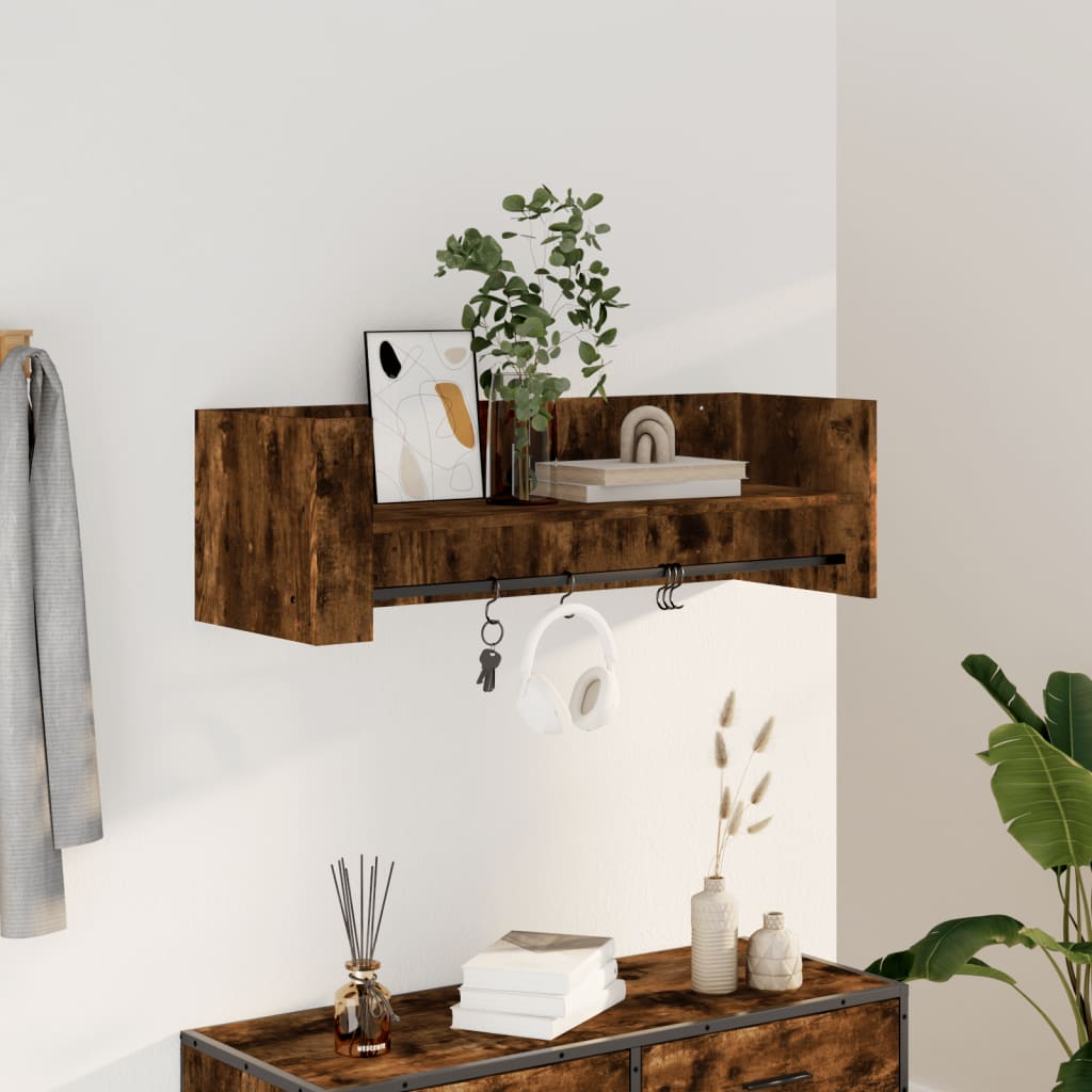 vidaXL Raft de perete, stejar fumuriu, 100x35x30,5 cm, lemn prelucrat vidaXL Raft de perete, stejar fumuriu, 100x35x30,5 cm, lemn prelucrat