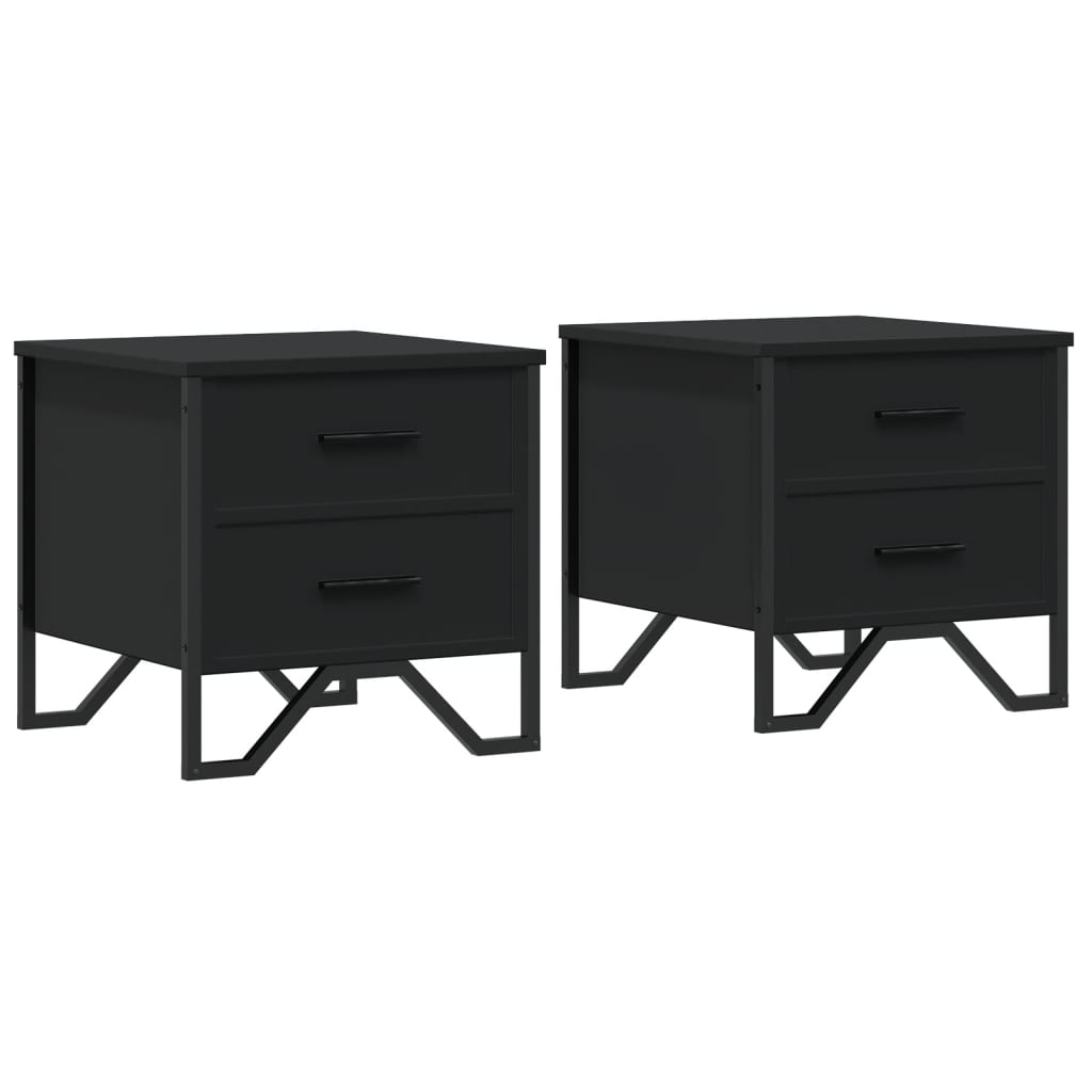 vidaXL Noptiere, 2 buc., negru, 40x41x40 cm, lemn prelucrat vidaXL Noptiere, 2 buc., negru, 40x41x40 cm, lemn prelucrat