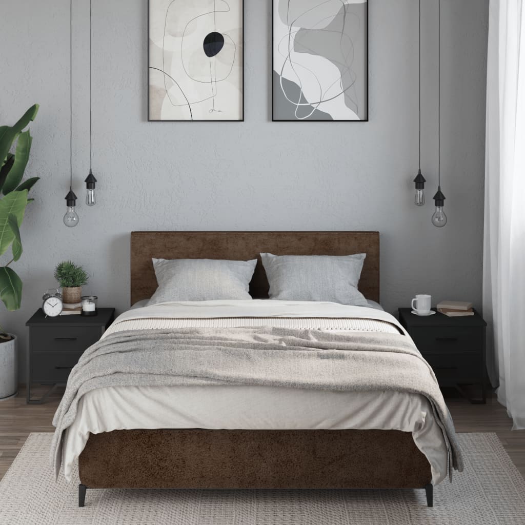 vidaXL Noptiere, 2 buc., negru, 40x41x40 cm, lemn prelucrat vidaXL Noptiere, 2 buc., negru, 40x41x40 cm, lemn prelucrat