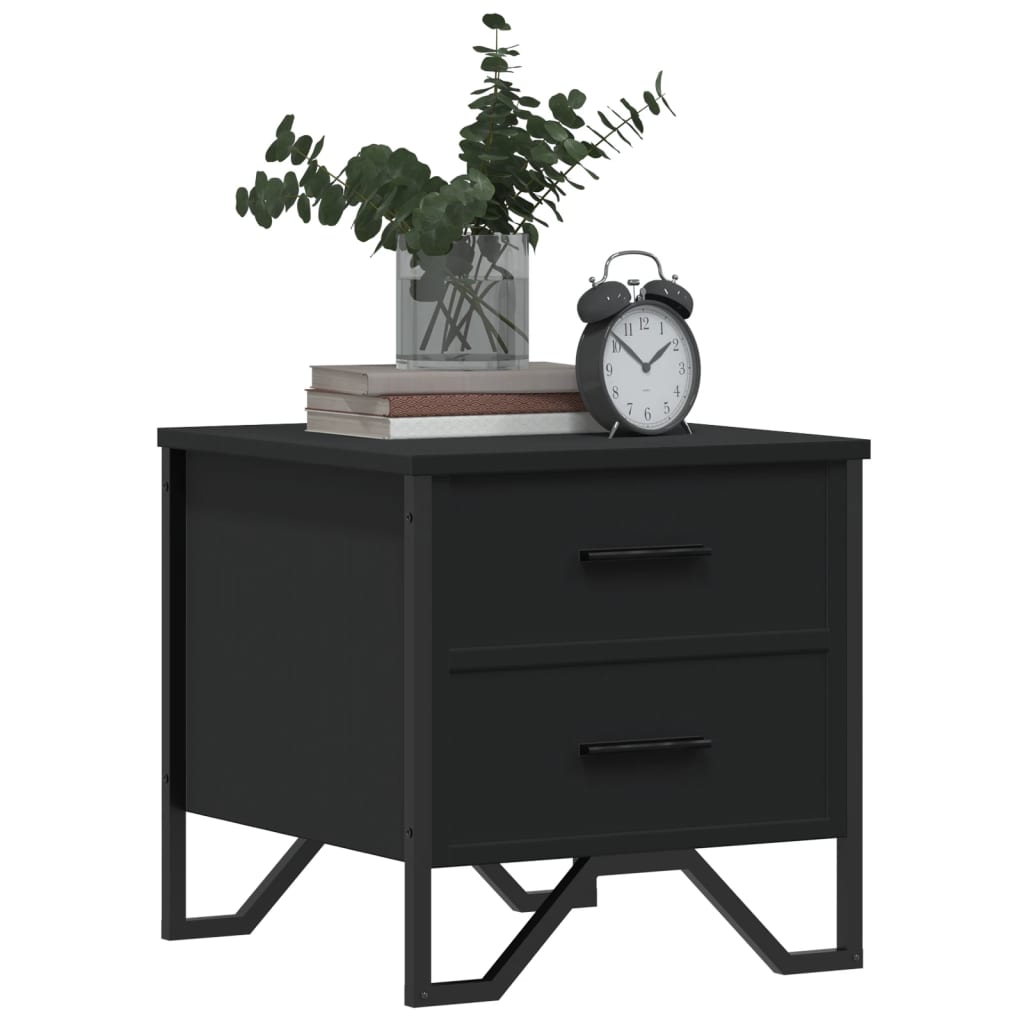 vidaXL Noptiere, 2 buc., negru, 40x41x40 cm, lemn prelucrat vidaXL Noptiere, 2 buc., negru, 40x41x40 cm, lemn prelucrat