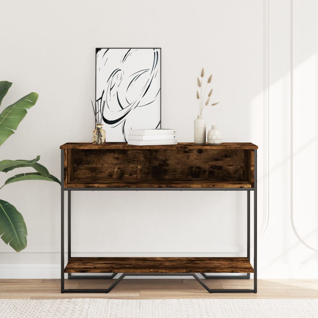 vidaXL Măsuță consolă, stejar fumuriu, 100x35x74,5 cm, lemn prelucrat vidaXL Măsuță consolă, stejar fumuriu, 100x35x74,5 cm, lemn prelucrat