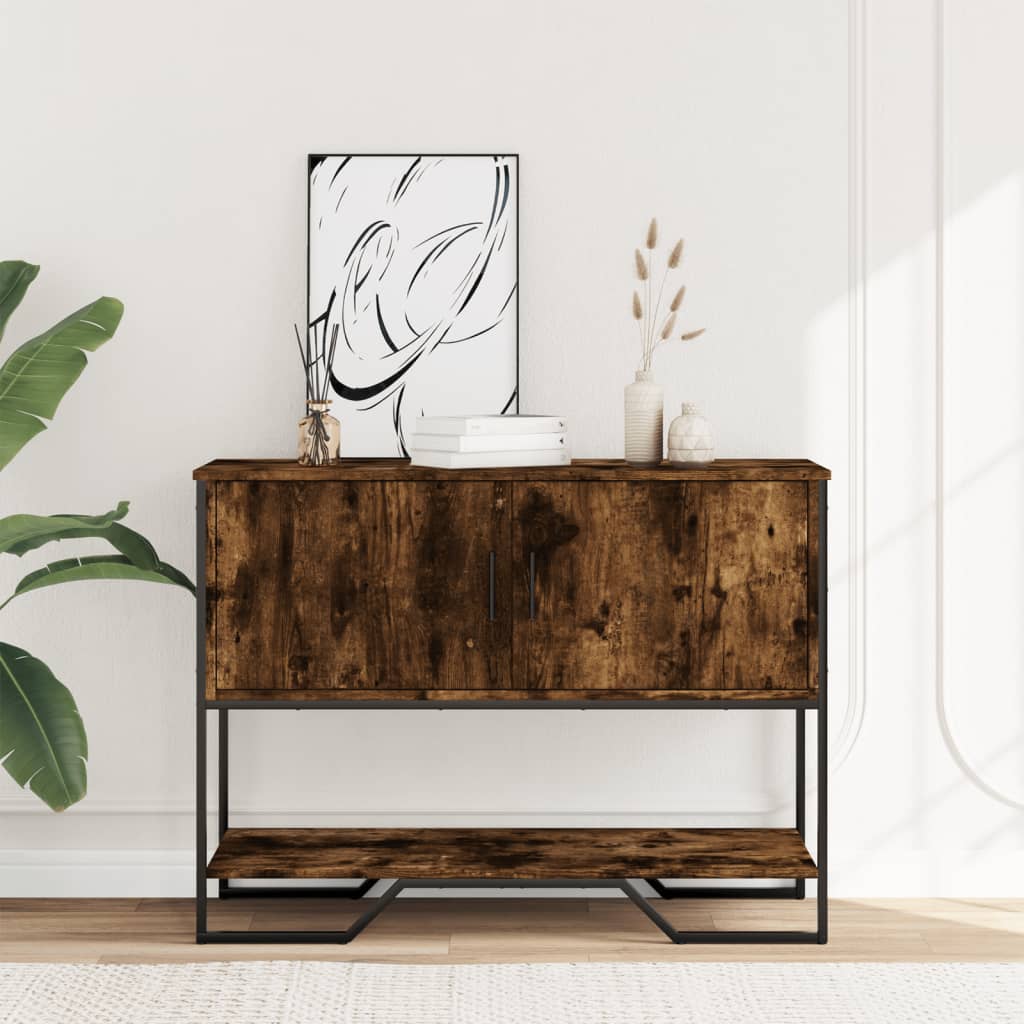 vidaXL Măsuță consolă, stejar fumuriu, 100x35x74,5 cm, lemn prelucrat vidaXL Măsuță consolă, stejar fumuriu, 100x35x74,5 cm, lemn prelucrat
