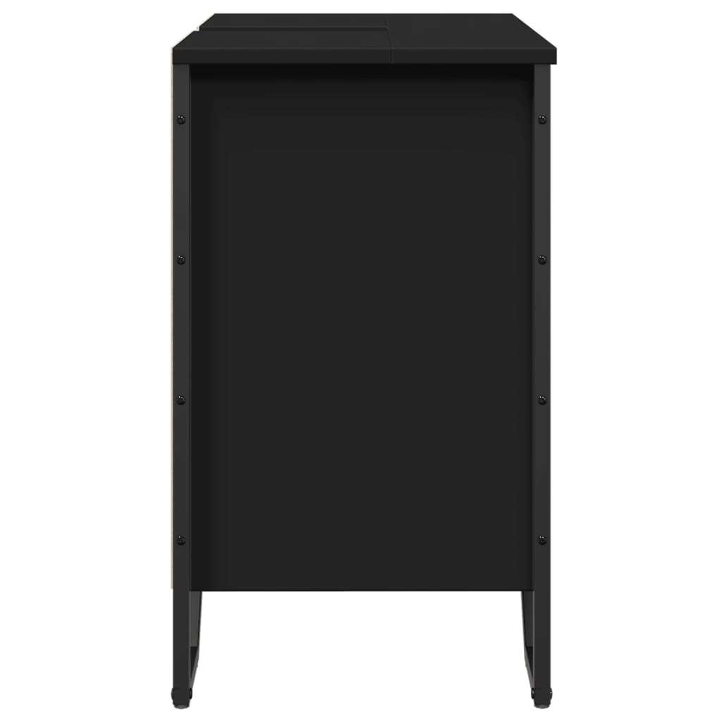 vidaXL Dulap pentru chiuvetă baie, negru, 60x35x60 cm, lemn prelucrat vidaXL Dulap pentru chiuvetă baie, negru, 60x35x60 cm, lemn prelucrat