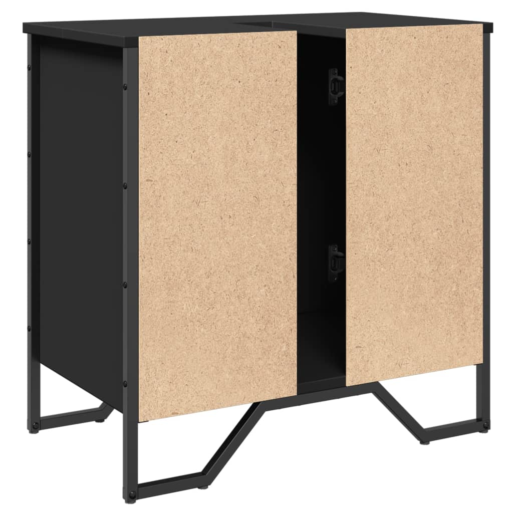vidaXL Dulap pentru chiuvetă baie, negru, 60x35x60 cm, lemn prelucrat vidaXL Dulap pentru chiuvetă baie, negru, 60x35x60 cm, lemn prelucrat
