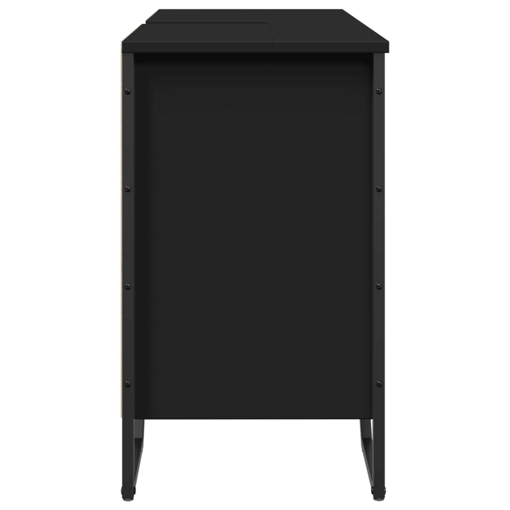 vidaXL Dulap pentru chiuvetă baie, negru, 91x35x60 cm, lemn prelucrat vidaXL Dulap pentru chiuvetă baie, negru, 91x35x60 cm, lemn prelucrat