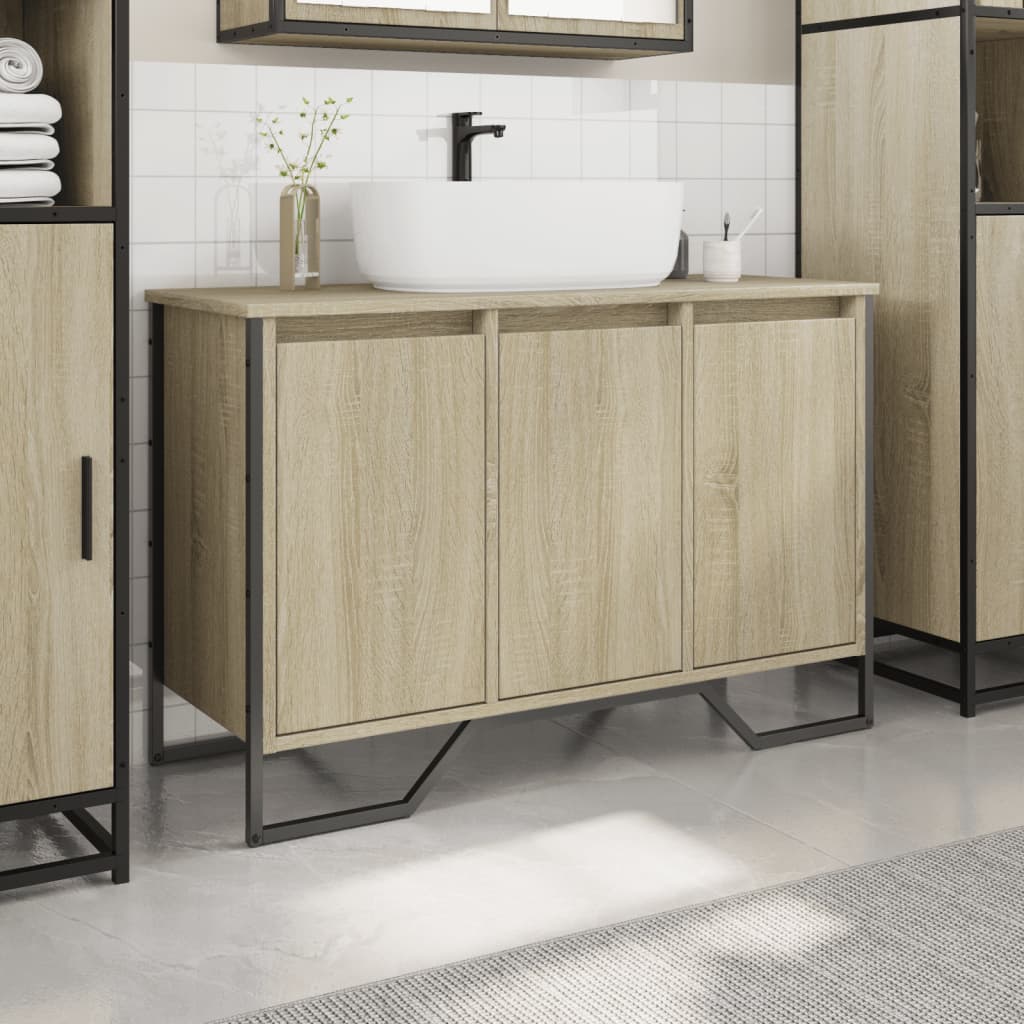 vidaXL Dulap chiuvetă baie, stejar sonoma, 91x35x60 cm, lemn prelucrat vidaXL Dulap chiuvetă baie, stejar sonoma, 91x35x60 cm, lemn prelucrat