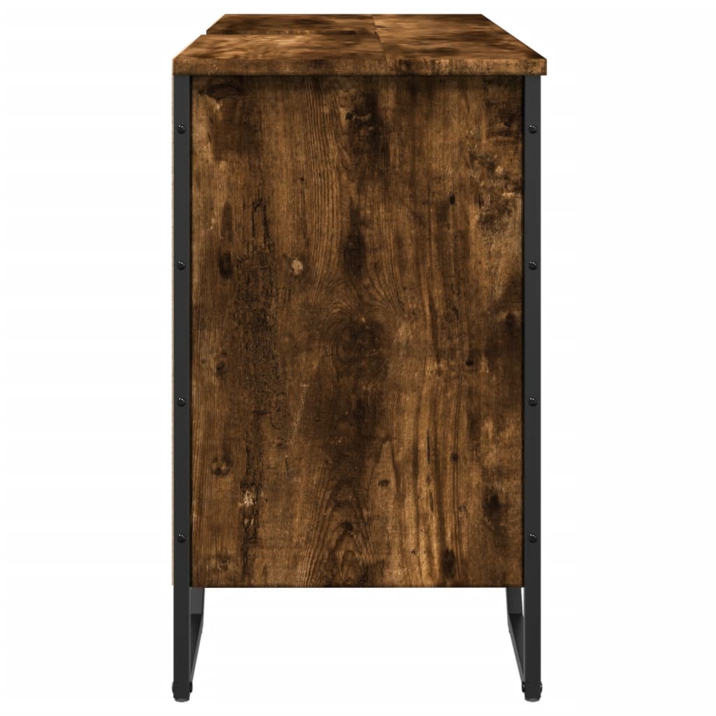 vidaXL Dulap chiuvetă baie, stejar fumuriu, 91x35x60 cm lemn prelucrat