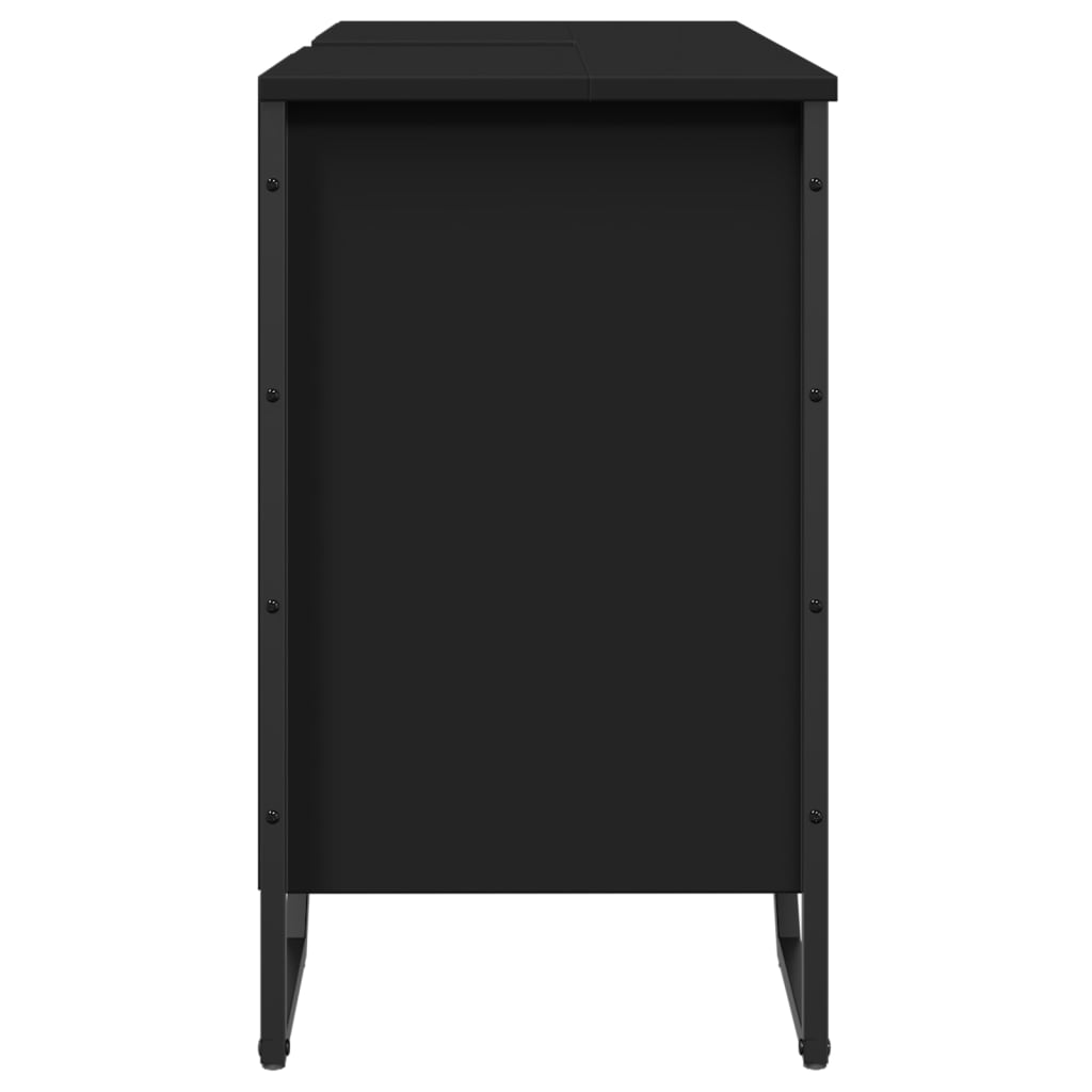 vidaXL Dulap pentru chiuvetă baie, negru, 91x35x60 cm, lemn prelucrat vidaXL Dulap pentru chiuvetă baie, negru, 91x35x60 cm, lemn prelucrat