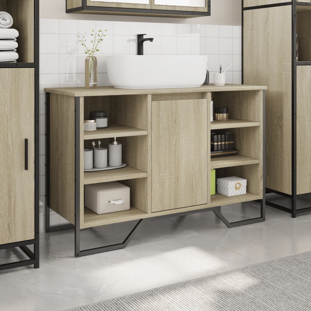 vidaXL Dulap chiuvetă baie, stejar sonoma, 91x35x60 cm, lemn prelucrat vidaXL Dulap chiuvetă baie, stejar sonoma, 91x35x60 cm, lemn prelucrat