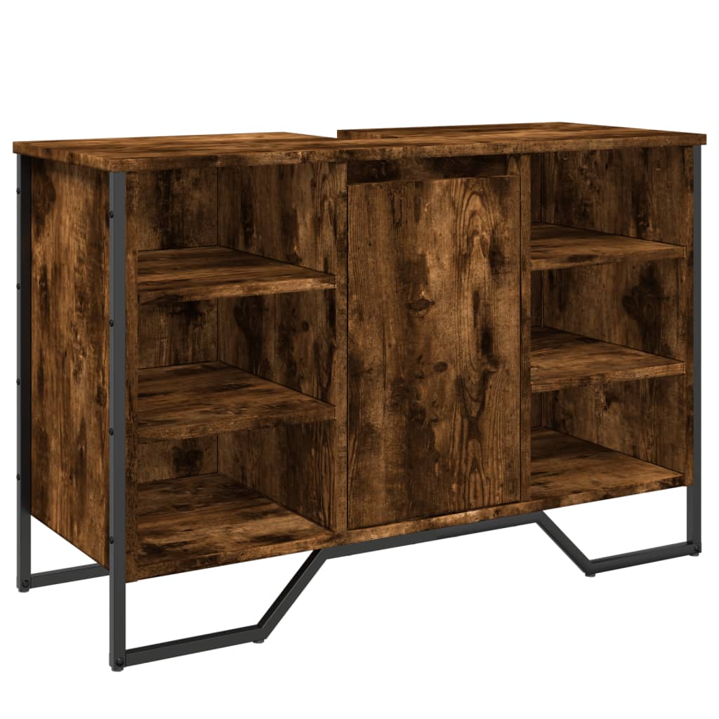 vidaXL Dulap chiuvetă baie, stejar fumuriu, 91x35x60 cm lemn prelucrat