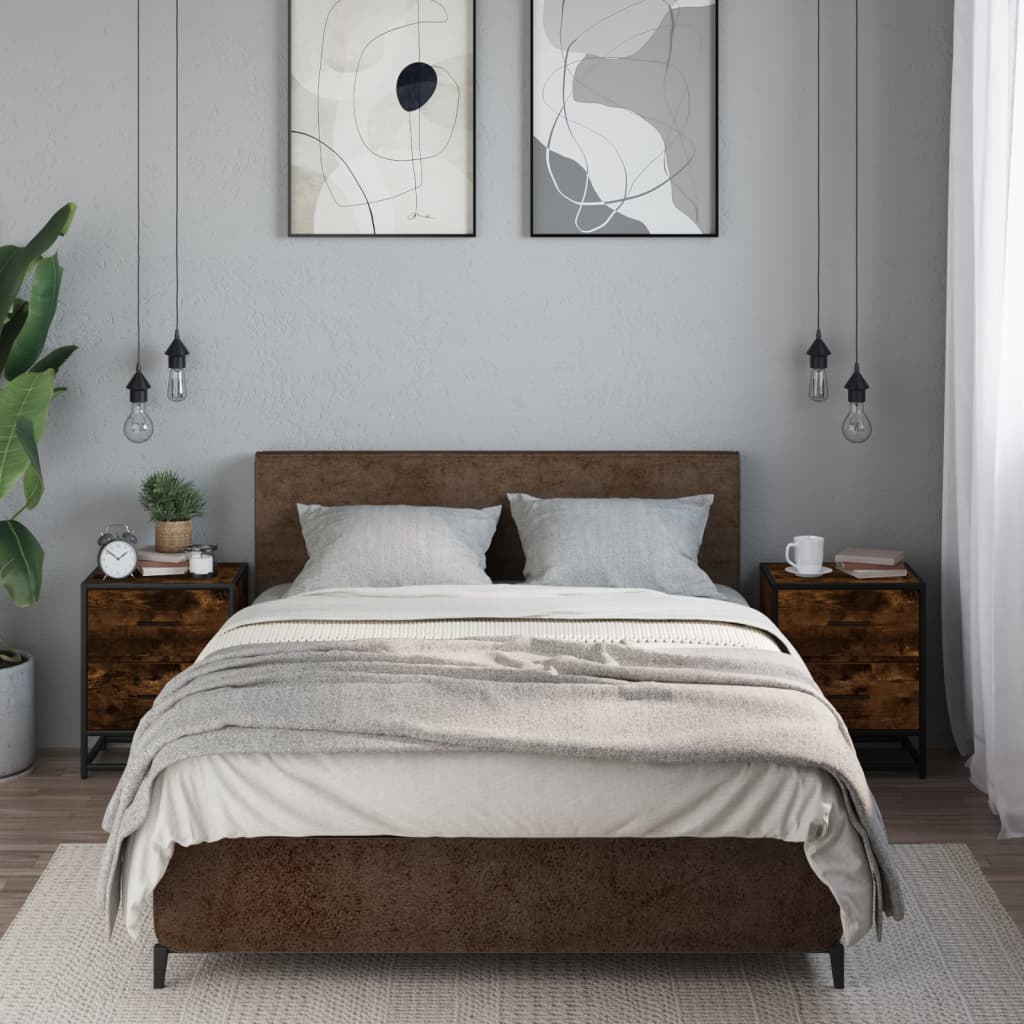 vidaXL Noptiere, 2 buc., stejar fumuriu, 40x31x50 cm, lemn compozit vidaXL Noptiere, 2 buc., stejar fumuriu, 40x31x50 cm, lemn compozit