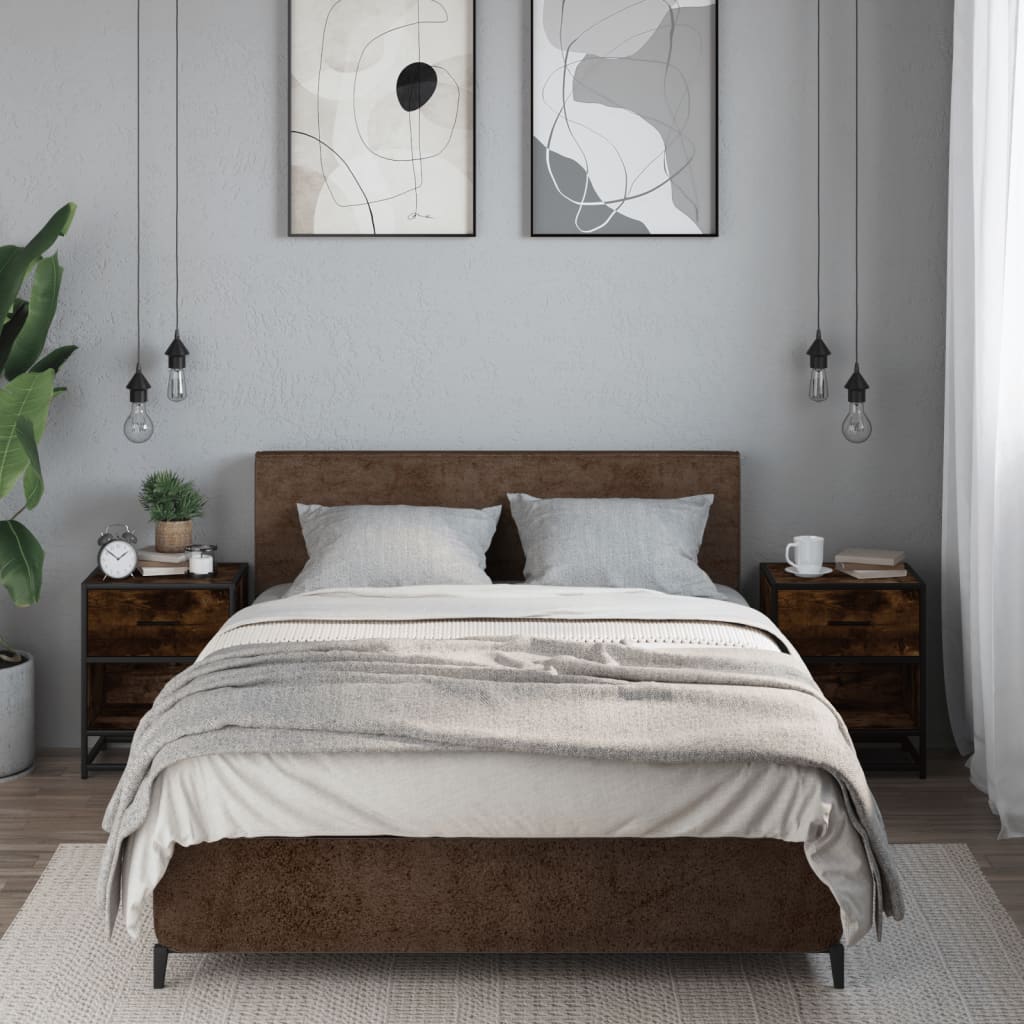vidaXL Noptiere, 2 buc., stejar fumuriu, 40x31x50 cm, lemn compozit vidaXL Noptiere, 2 buc., stejar fumuriu, 40x31x50 cm, lemn compozit