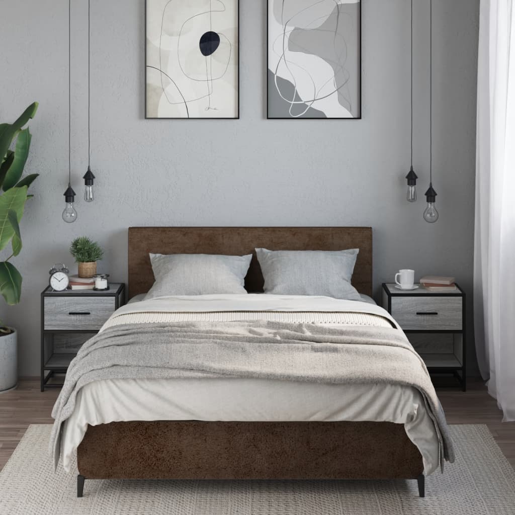 vidaXL Noptiere, 2 buc., gri sonoma, 40x31x50 cm, lemn compozit vidaXL Noptiere, 2 buc., gri sonoma, 40x31x50 cm, lemn compozit