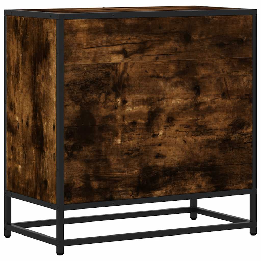 vidaXL Noptiera stejar afumat 60x31x60 cm lemn prelucrat si metal