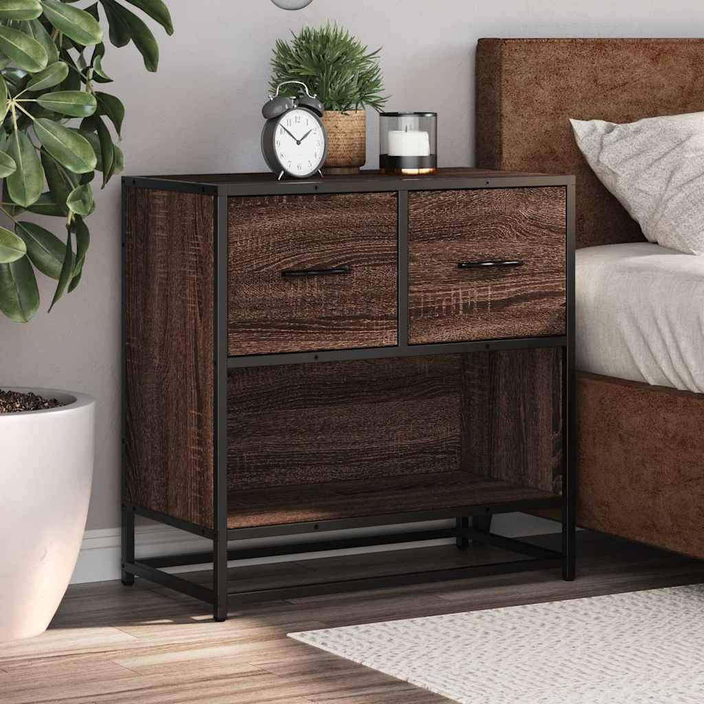 vidaXL Noptiera stejar maro 60x31x60 cm lemn prelucrat si metal