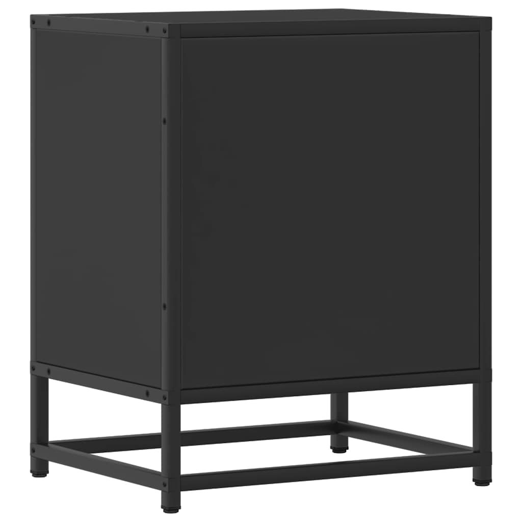 vidaXL Noptiera neagra 40x31x50 cm lemn prelucrat si metal
