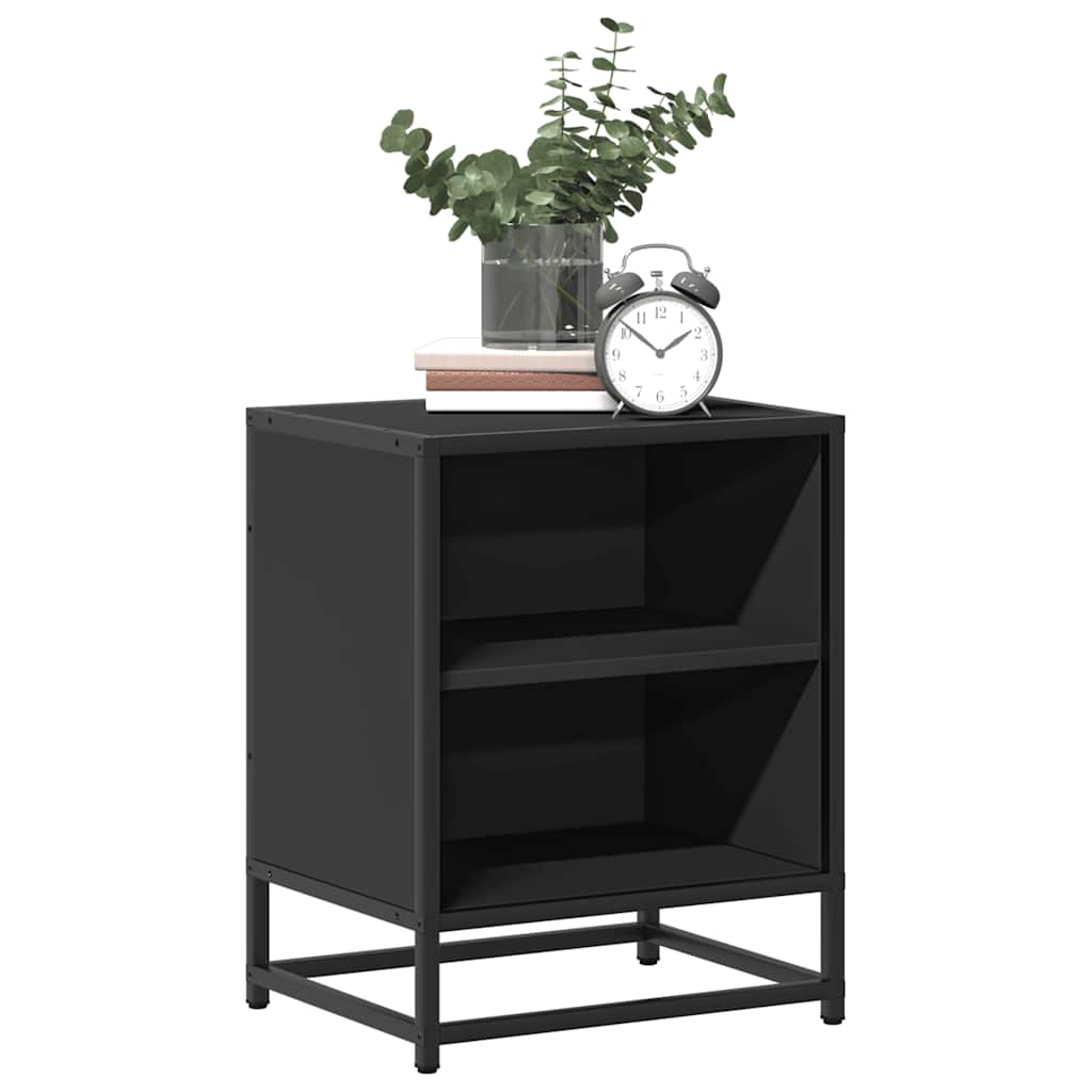 vidaXL Noptiere 2 buc Negru 40x31x50 cm Lemn și metal prelucrat