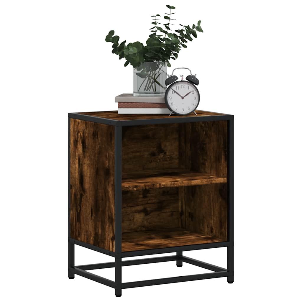 vidaXL Noptiera stejar afumat 40x31x50 cm lemn prelucrat si metal