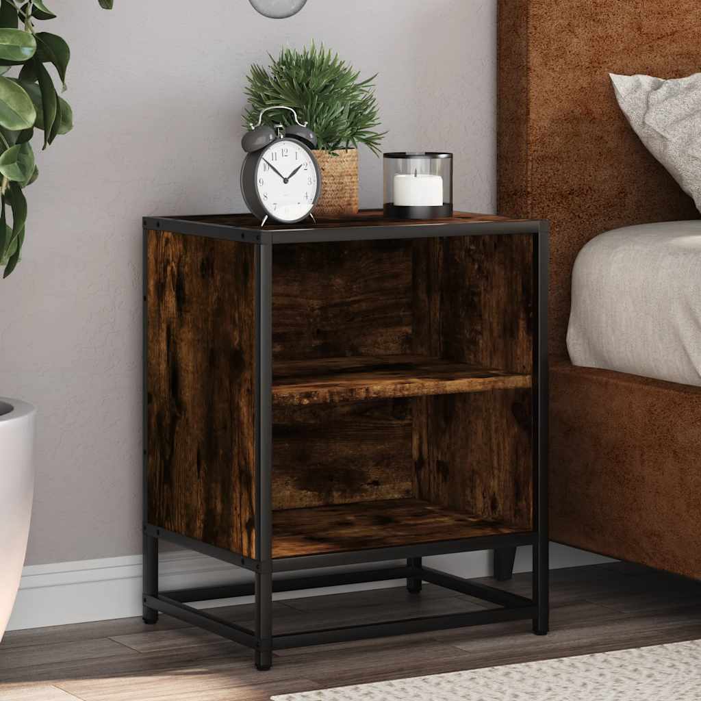 vidaXL Noptiera 2 buc stejar afumat 40x31x50cm lemn prelucrat si metal vidaXL Noptiera 2 buc stejar afumat 40x31x50cm lemn prelucrat si metal