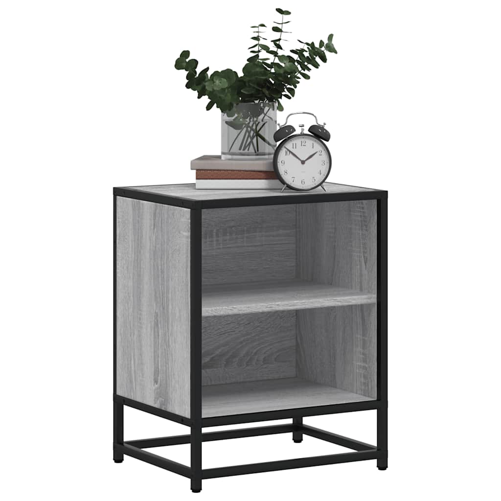 vidaXL Noptiera gri Sonoma 40x31x50 cm lemn prelucrat si metal