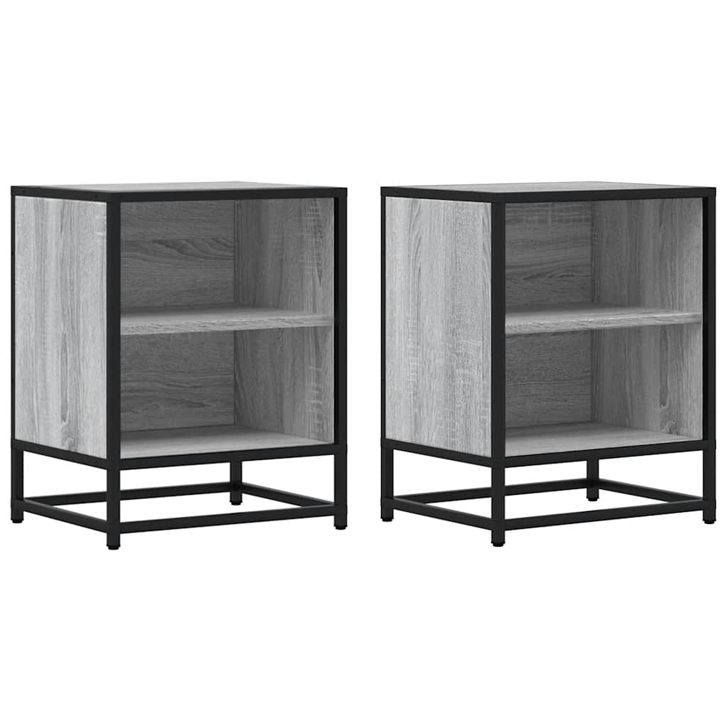 vidaXL Noptiere 2 buc Gri Sonoma 40x31x50 cm lemn prelucrat și metal