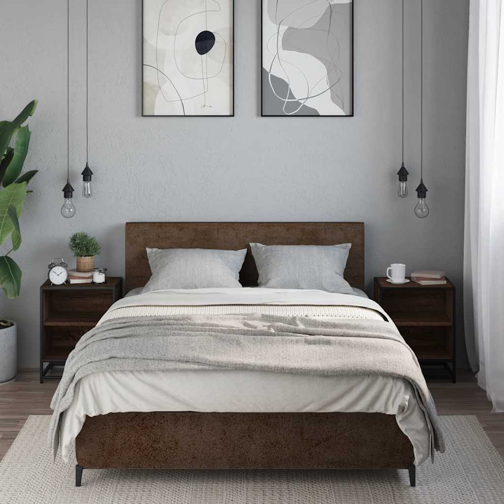 vidaXL Noptiere 2 buc Stejar maro 40x31x50 cm Lemn prelucrat și metal
