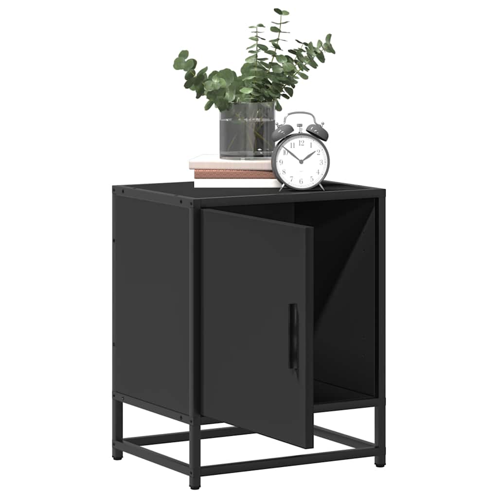 vidaXL Noptiera neagra 40x31x50 cm lemn prelucrat si metal