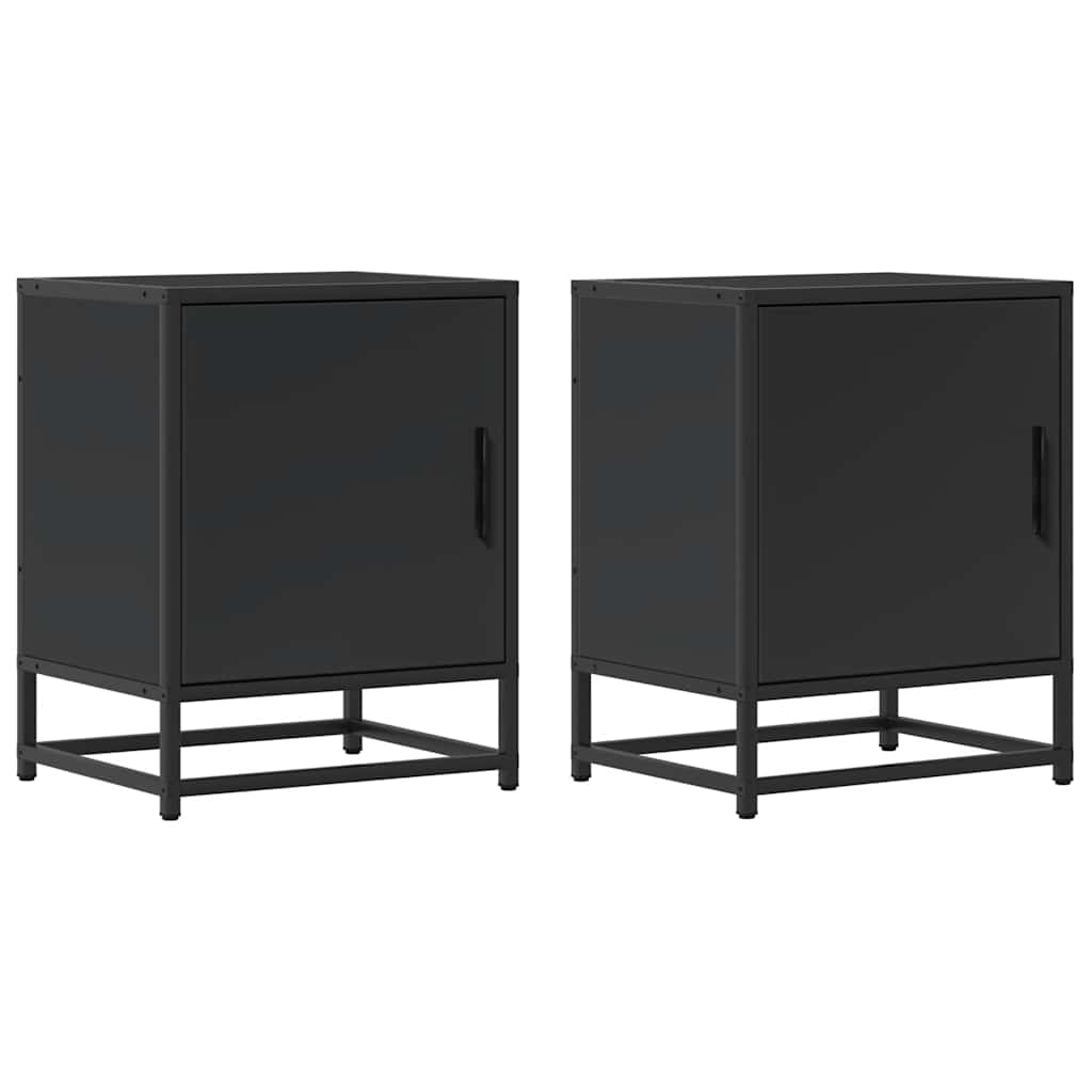 vidaXL Noptiere 2 buc Negru 40x31x50 cm Lemn și metal prelucrat
