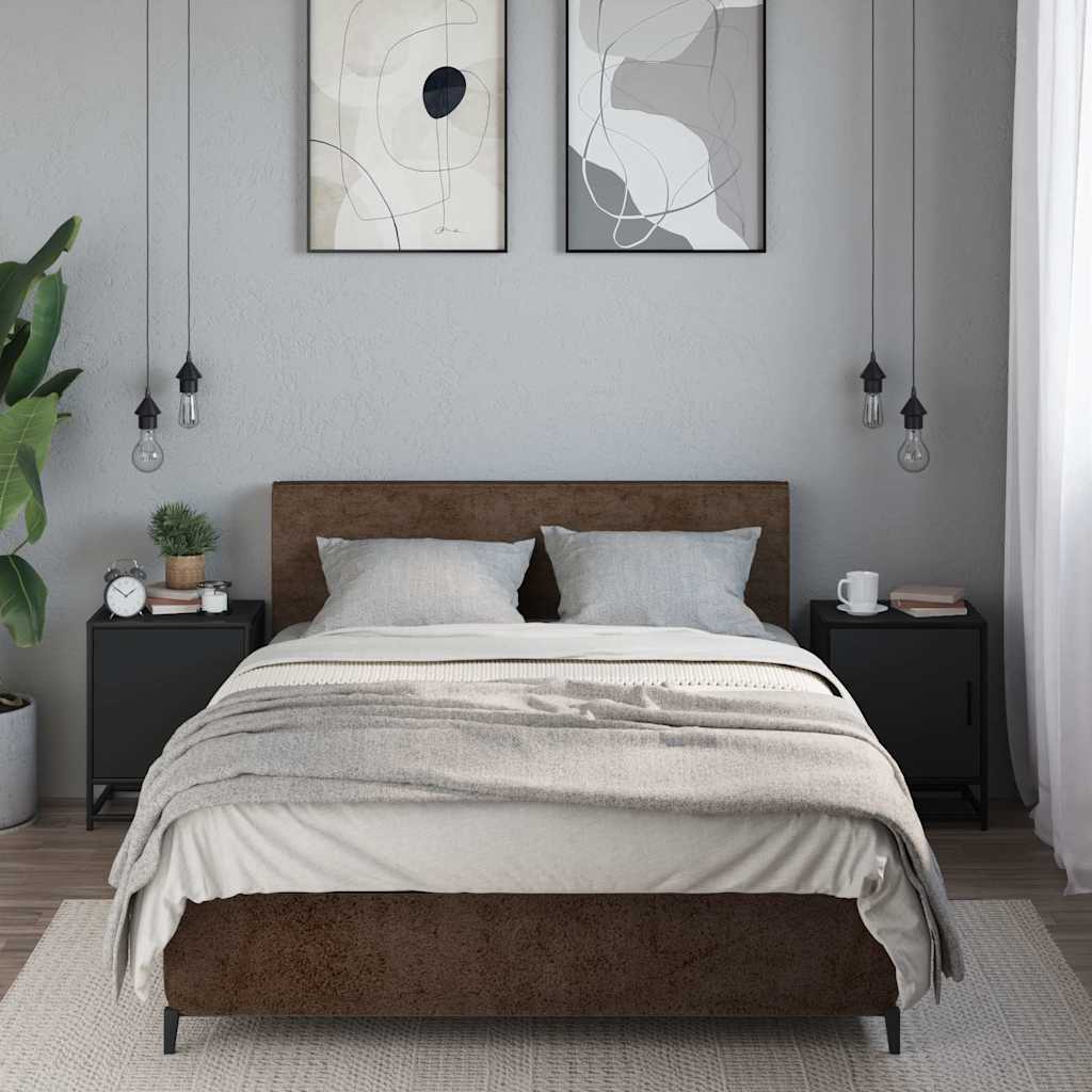 vidaXL Noptiere 2 buc Negru 40x31x50 cm Lemn și metal prelucrat