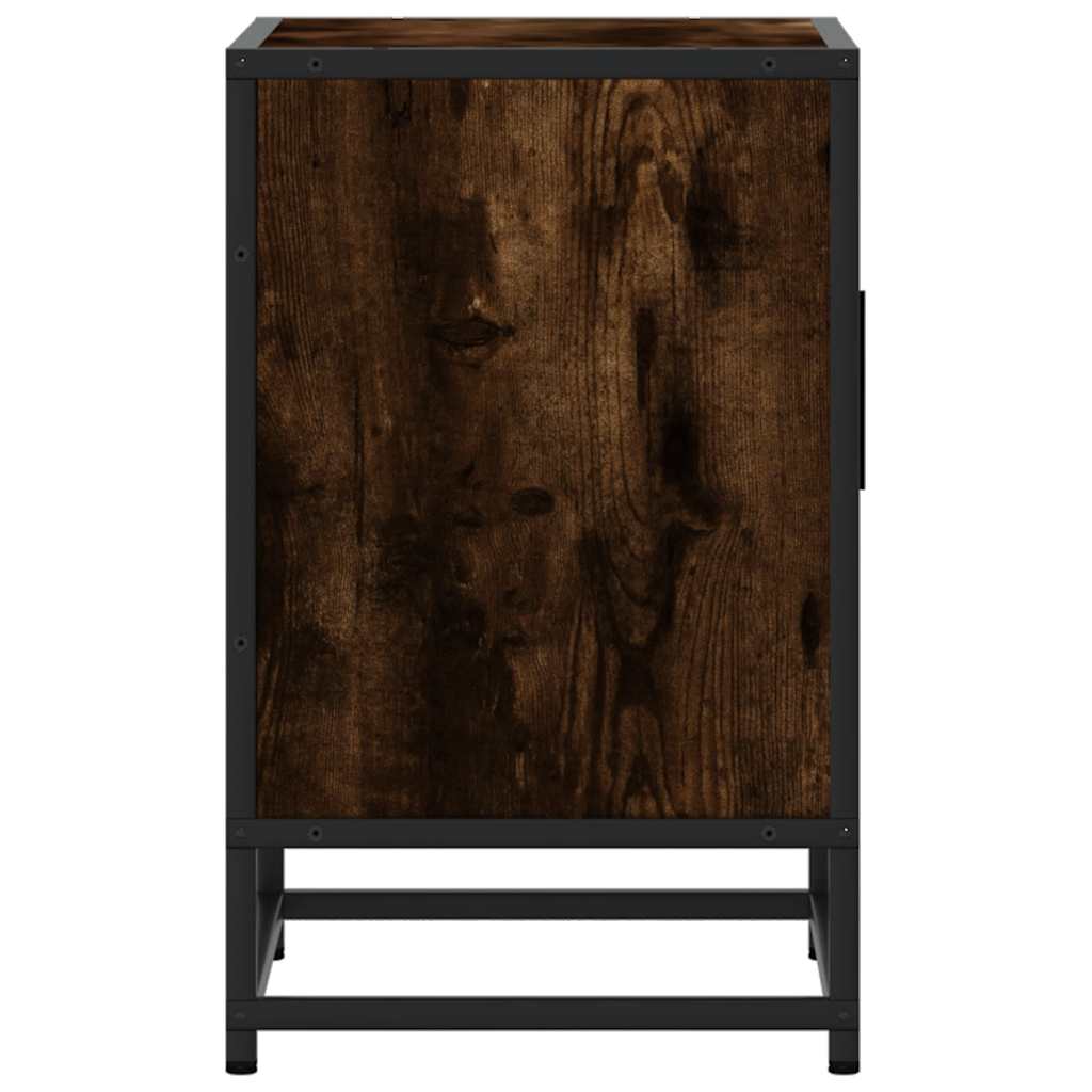 vidaXL Noptiera stejar afumat 40x31x50 cm lemn prelucrat si metal