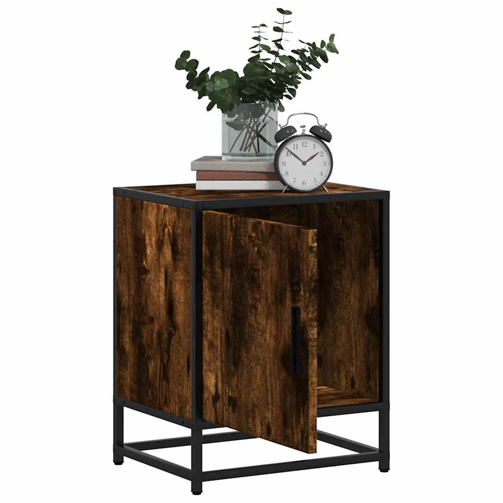 vidaXL Noptiera 2 buc stejar afumat 40x31x50cm lemn prelucrat si metal vidaXL Noptiera 2 buc stejar afumat 40x31x50cm lemn prelucrat si metal