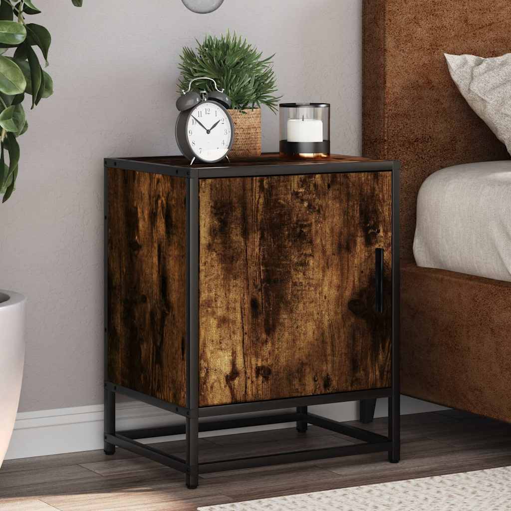 vidaXL Noptiera 2 buc stejar afumat 40x31x50cm lemn prelucrat si metal vidaXL Noptiera 2 buc stejar afumat 40x31x50cm lemn prelucrat si metal