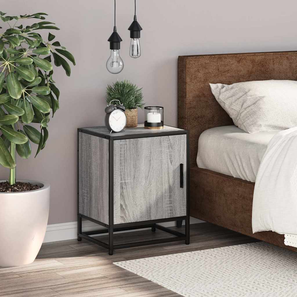 vidaXL Noptiera gri Sonoma 40x31x50 cm lemn prelucrat si metal