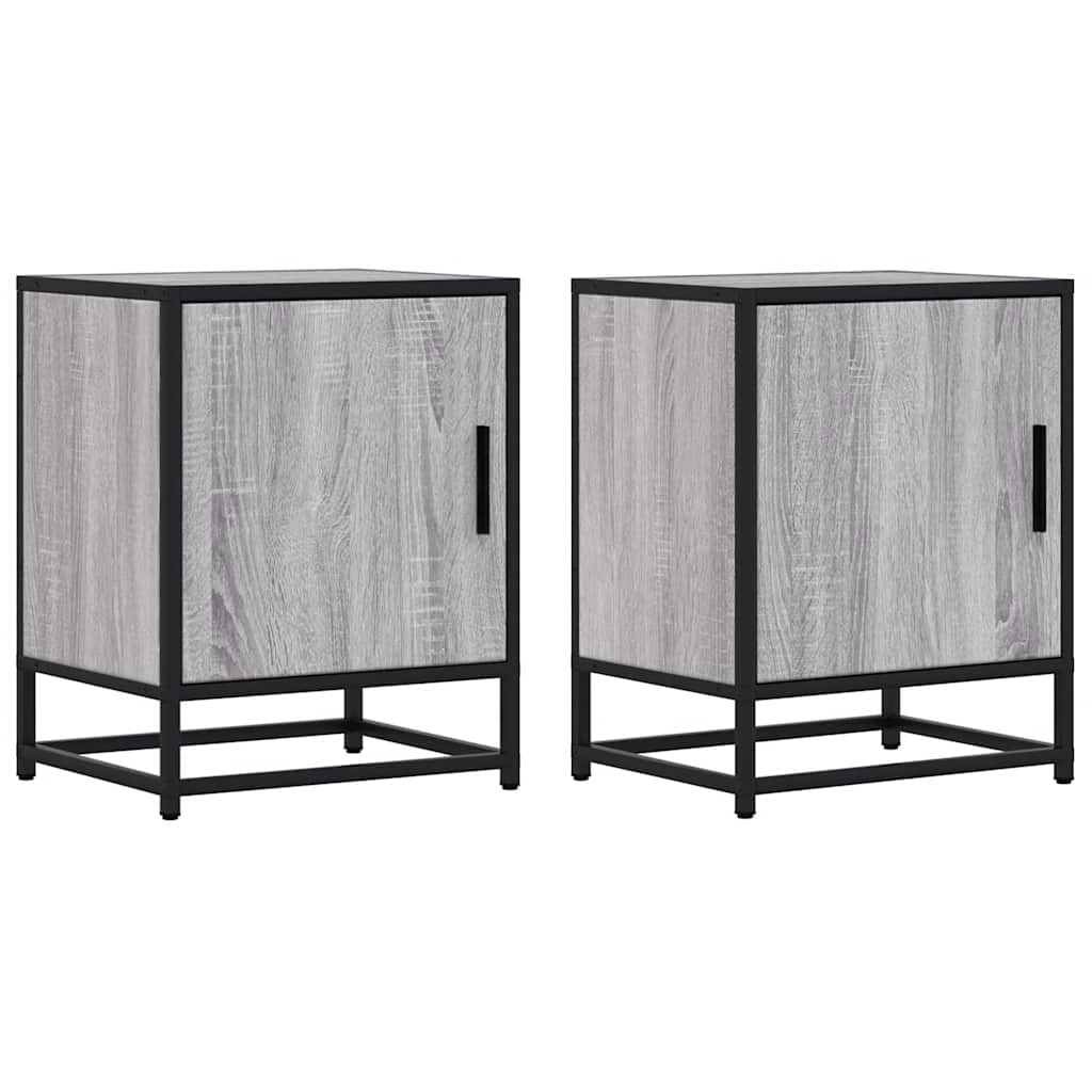 vidaXL Noptiere 2 buc Gri Sonoma 40x31x50 cm lemn prelucrat și metal